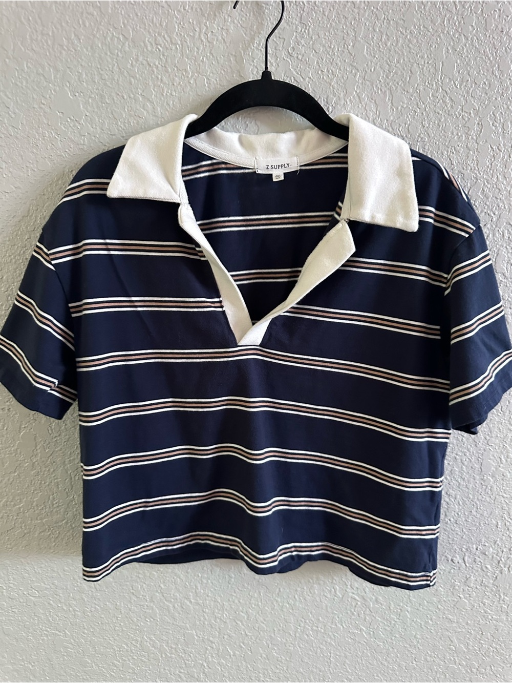 Z Supply Mariner Cotton Rugby Polo Top Eclipse Striped XS